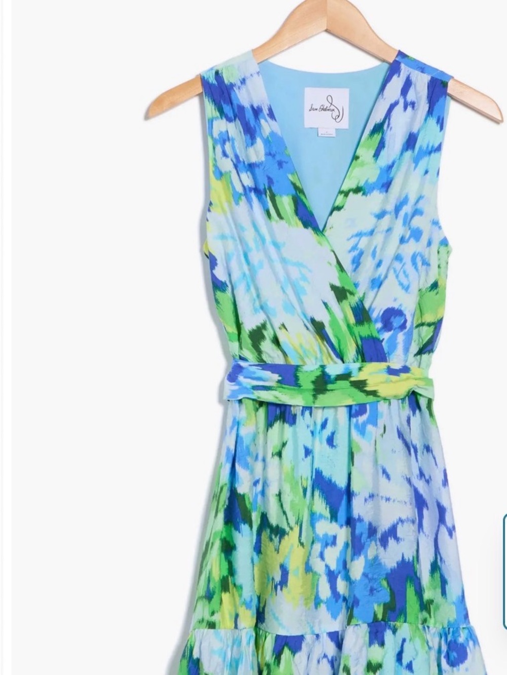 Sam Edelman - Lilly Pulitzer Blue and Green Watercolor Wrap Dress with Belt